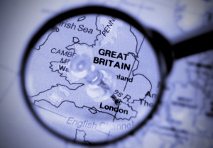 London city marked on the map, bluish color